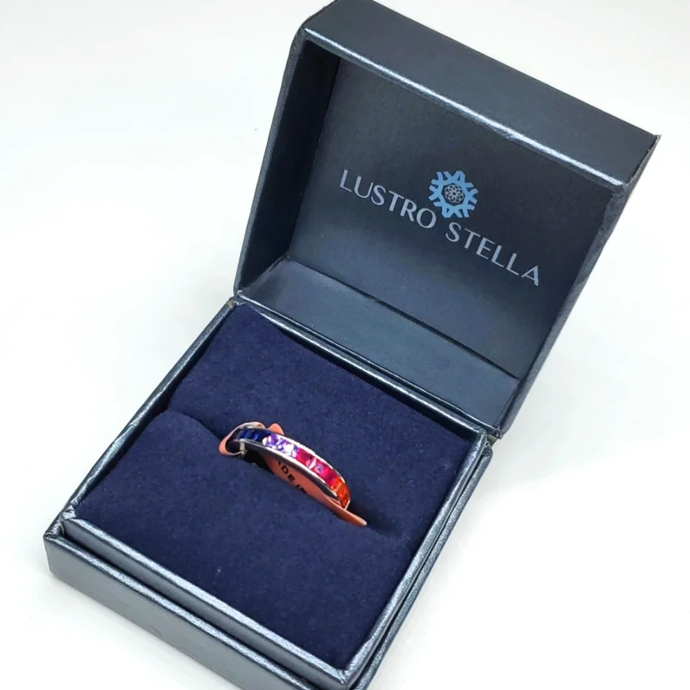 LUSTRO STELLA AAA Multi Color Premium Cubic Zirconia Ring in Silver 5